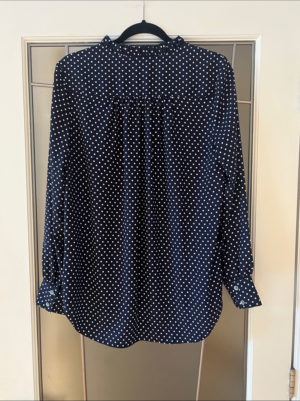 Kate Spade Navy White Polka Dot Blouse Medium - Picture 6 of 8